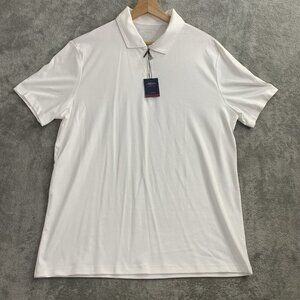 Charles Tyrwhitt Shirt Mens Large White Zip Jersey Polo Short Sleeve Minimalist